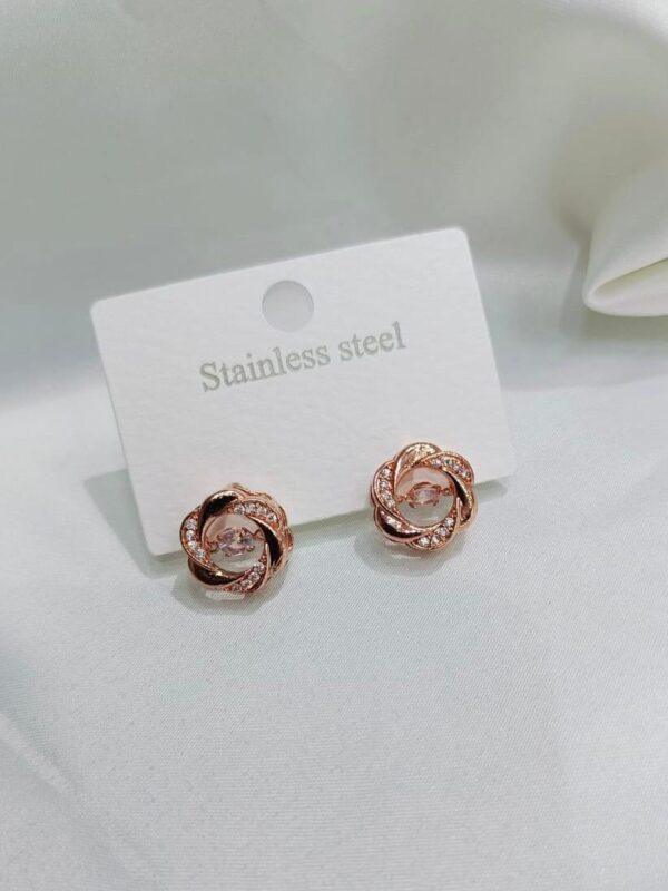 Stainless Steel Earings with Dancing Stone - Image 2