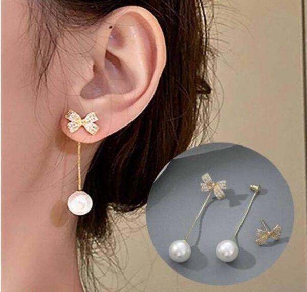 Bow Stone Drop Korean Earring