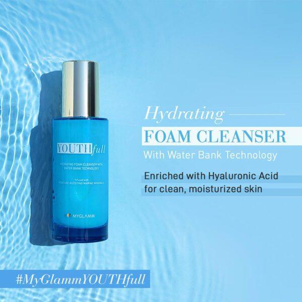 MyGlamm YOUTHfull Hydrating Foam Cleanser With Water Bank Technology, 95 ml